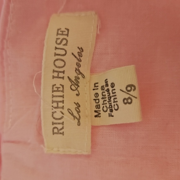 RICHIE HOUSE Pink Lattice Pearl Cascade Ruffle Chiffon Tie Back Party Dress - Picture 8 of 8